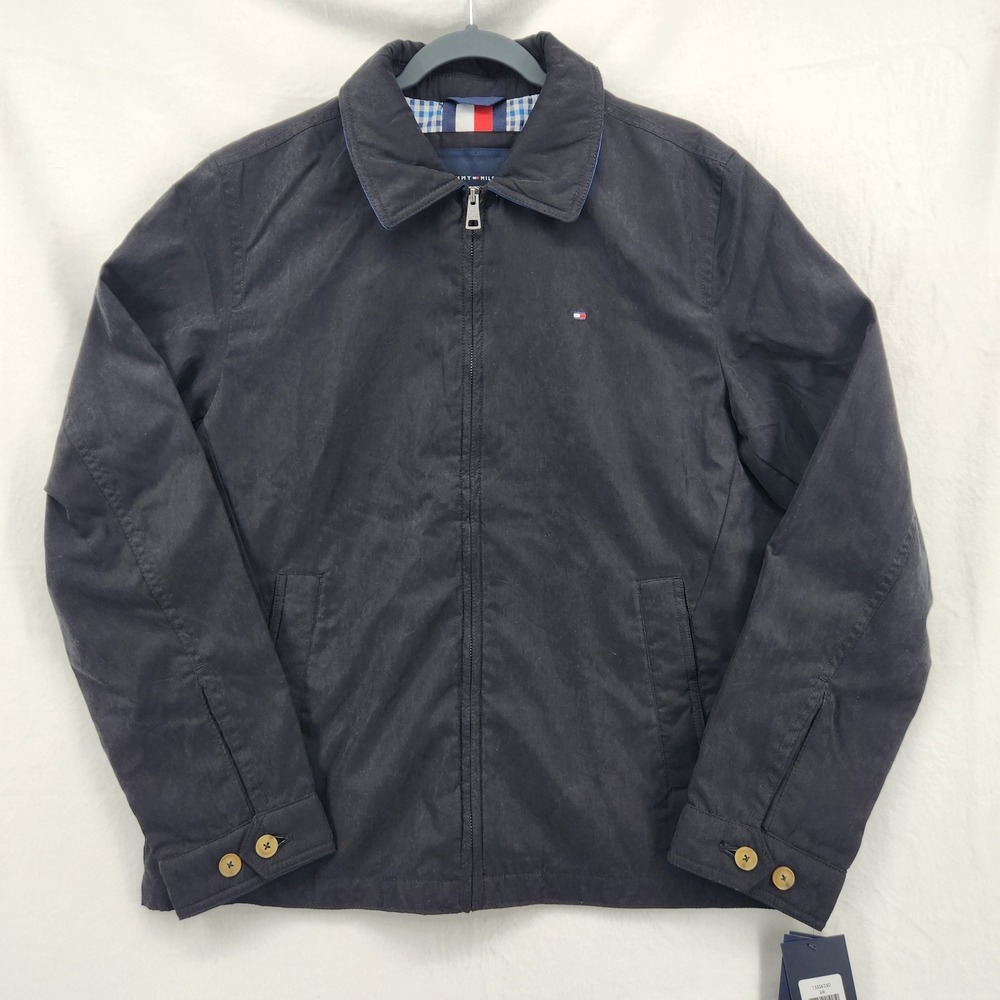 Tommy Hilfiger NWT Mens Med. Water Resistant Windbreaker Jacket Black 155SK350